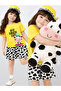 Girls' Set Yellow T-Shirt Shorts Set Spring Summer 2-7 Years
