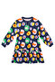 Girls Winter Floral Pattern Navy Blue Long Sleeve Ruffle Dress Age 4-10 - 3