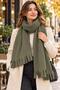 Women's Polar Fabric Khaki Shawl, Scarf, Tasseled Winter Warm Shoulder Shawl, 65X170Cm