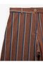 Buttoned Regular Waist Balloon Fit Barrel Striped Trousers with Pockets - 3