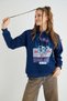 Lisanslı Baskılı Kapüşonlu Lacivert Sweatshirt - 3