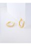 Gold Color Zircon Stone Detailed Hoop Earrings