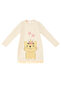 Girl's Winter Cat Patterned Ecru Long Sleeve Dress 2-8 Years - 3