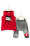 Red Ladybug Striped Girls' Summer T-Shirt Capri Shorts Set - 3