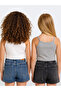 Girl's Crop Top 2-Piece Set with Straps Gray and White Crop Top - 2