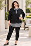 Plus Size Shirt Collar Side Slit Comfort Model Half Sleeve Sports Casual Mother Combed Cotton Tunic Blouse - 3