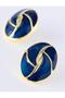 Navy Blue Knot Model Enamel Earrings - 2