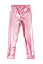 Girl's Metallic Shiny Pink Leggings 6-10 Years - 3