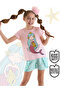 Mermaid Girls Summer T-Shirt Ruffle Shorts Set