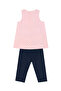 Rabbit Appliqué Girls' Pink Navy Summer T-Shirt Tunic Leggings Set - 4