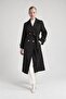 Midi Length Belted Trench Coat Black