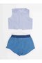 Raccoon Girl Shirt Denim Shorts Set - 4