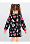 Girls' Winter Slogan Printed Black Long Sleeve Dress 4-10 Years - 2