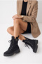 Buckle-Strapped Non-Slip Thick Sole Zippered Women's Boots Black - 3