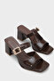 Monika Blunt Toe Medium Heeled Stone Buckle Women's Slippers