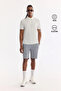 Men's Gray Elastic Waist Water Repellent Technical Fabric Relaxed Fit Shorts A61Y3655