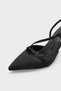 Jodee Genuine Leather Lined Pointed Toe Mid-Heel Satin Open-Back Women's Shoes - 2