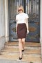 High Waist Above Knee Stylish Fabric Pencil Skirt-Brown - 2