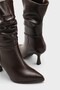 Lilia Patent Leather Look Pointed Toe High Heeled Drawstring Side Zipper Casual Stylish Women's Boots - 3