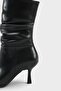 Lilia Patent Leather Look Pointed Toe High Heeled Drawstring Side Zipper Casual Stylish Women's Boots - 4