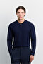Men's Navy Blue Elastic Waist Anti-Wrinkle Water Repellent Technical Fabric Slim Fit Trousers A62Y3200 - 7