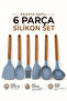 6-Piece Silicone Kitchen Utensil Set with Acacia Wood Handles – Spatula-Skimmer-Spoon-Brush – Non-Scratch, Pot-Friendly