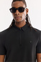Men's Black Polo Collar Zippered Quick-Drying Anti-Wrinkle Technical Fabric Regular Fit T-Shirt A61Y1124 - 2