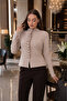 Women's Stand Collar Front Ruffle Detailed Button Closure Knitwear Cardigan 265160 -
