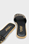 Women's Short Heeled Slippers with Metal Look Accessories and Single Strap - 5