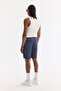 Men's Indigo Elastic Waist Cotton Relaxed Fit Shorts A61Y3717 - 4