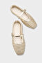 Marnia Buckle-Strapped, Blunt-Toe, Straw-Look Women's Ballerinas - 2