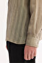 Men's Light Khaki Wide Collar Breathable Comfort Fit Shirt A61Y2087 - 6