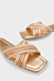 Ketty Flat Heeled Shiny Blunt Toe Cross Strap Women's Slippers - 4