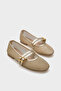 June Buckle Double Strap Mesh Round Toe Flat Heeled Casual Women's Ballerinas