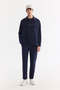 Men's Navy Blue Classic Collar Technical Fabric Wrinkle-Free Comfort Fit Shirt Jacket A61Y2118 - 5
