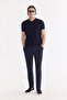 Men's Navy Blue Elastic Waist Viscose Blended Elastane Slim Fit Chino Trousers A61Y3212 - 7