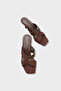 Sissy Genuine Leather Lined Blunt Toe Cross-Strapped Medium Heeled Stylish Women's Shoes Slipper - 6