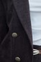 Women's Velvet Denim Collared Long Sleeve Blazer Jacket with Pocket Flaps - Brown - 5