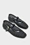 Marnia Buckle-Strapped, Blunt-Toe, Straw-Look Women's Ballerinas