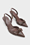 Gisela Mid-Heeled Metal Studded Bow Open-Back Women's Shoes - 2
