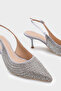 Laryssa Full Stone Pointed Toe Satin Slingback Women's Heeled Wedding Shoes - 3