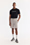 Men's Light Gray Elastic Waist Lace-Up Side Zipper Pocket Interlock Knitted Regular Fit Shorts A61Y3633 - 5
