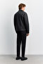 Men's Black Classic Collar Magnetic Closure Seasonal Comfort Fit Leather Coat with Pockets A62Y6105 - 6