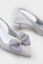 Nikolia Stoned Bowknot Pointed Toe Satin Mid-Heel Women's Shoes - 6