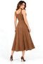 Brown Suede Round Neck Gilet Dress with Button Detail on the Front |   Midi Length Salopet Dress |   Casual Suede Dress with Waist Belt - 2
