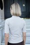 Women's Half Fisherman Shoulder Pleated Above Elbow Sleeve Blouse-Stone - 3