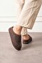 Doxi Brown Plush Fur Inside Thick Sole Suede Winter Home and Outdoor Slippers - 4