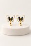 Butterfly Figured Holeless Ear Clip Earrings – Pink Enamel Gold Color Women's Ear Cuff Earrings (1 Pair)