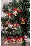 Christmas Tree Ornament Red 9-Piece Bell Ornament 3 cm Gold Color Pine Tree Ornament Drawstring Bell - 4