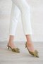 Women's Cupe Thin Short Heeled Shoes - Green - 3